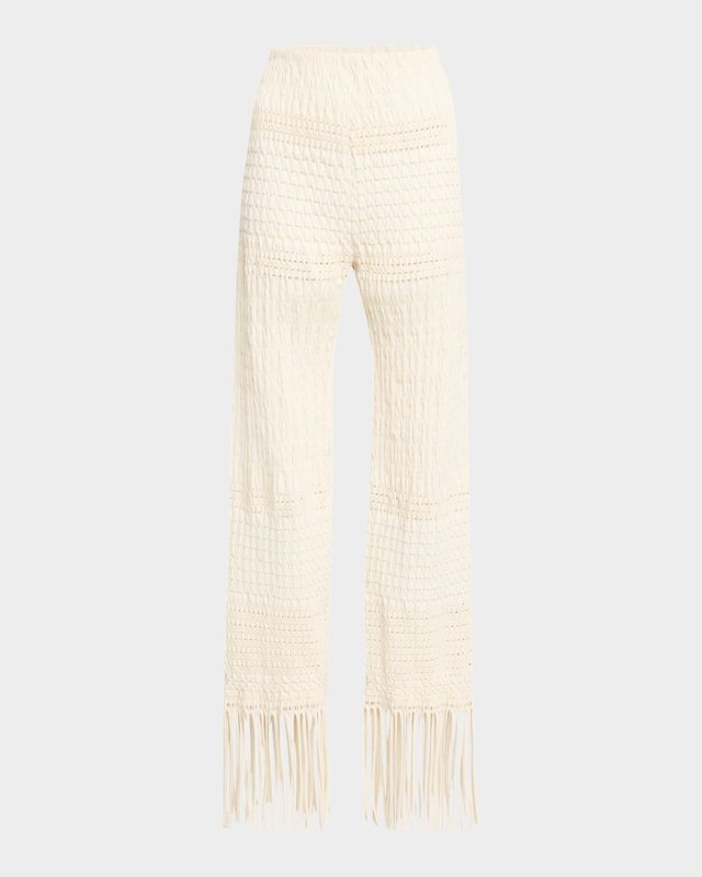 Miciel Woven Fringe Seersucker Pants